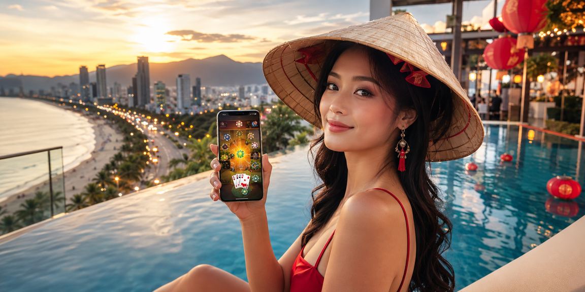 Người chơi tại Đà Nẵng tham gia trò chơi bài trực tuyến với trang phục truyền thống